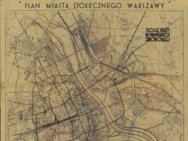 Plan Warszawy z projektem komunikacji szynowej w mieście z 1938 roku