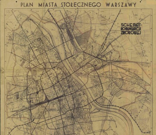 Plan Warszawy z projektem komunikacji szynowej w mieście z 1938 roku