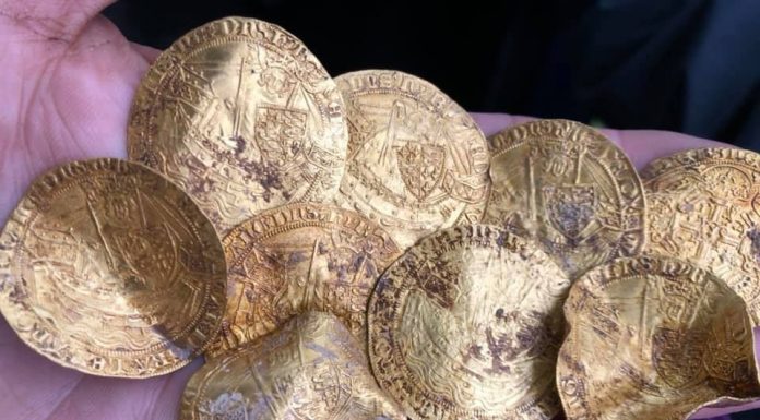 Ogromny skarb złotych i srebrnych monet z XIV wieku, w sumie ponad 1100 sztuk – odkryty w UK przez Polaka!! (GALERIA + FILM)