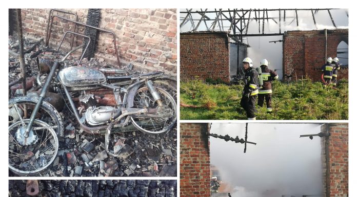 Pożar stodoły kolekcjonera – spłonął zbiór motocykli, militariów i staroci (GALERIA)