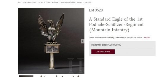 Orzeł ze sztandaru Podhalańczyków jest już w rękach niemieckiej policji – mimo to został zlicytowany!