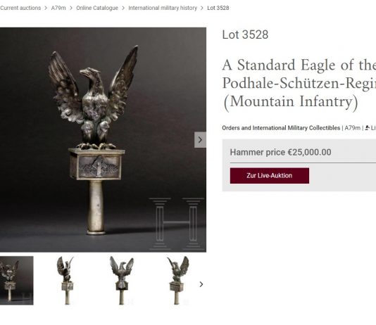 Orzeł ze sztandaru Podhalańczyków jest już w rękach niemieckiej policji – mimo to został zlicytowany!