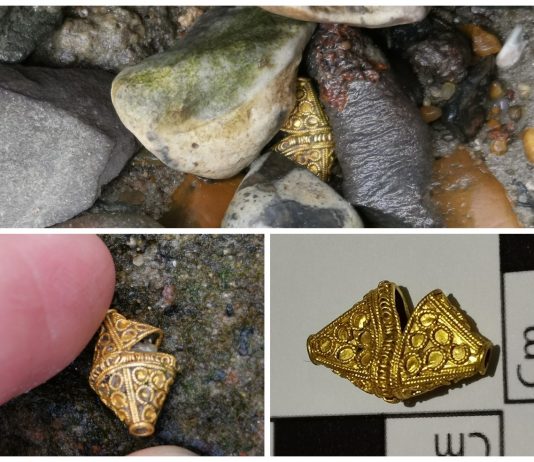 Bez pomocy wykrywacza znalazł ponad tysiącletnią złotą ozdobę! (GALERIA)