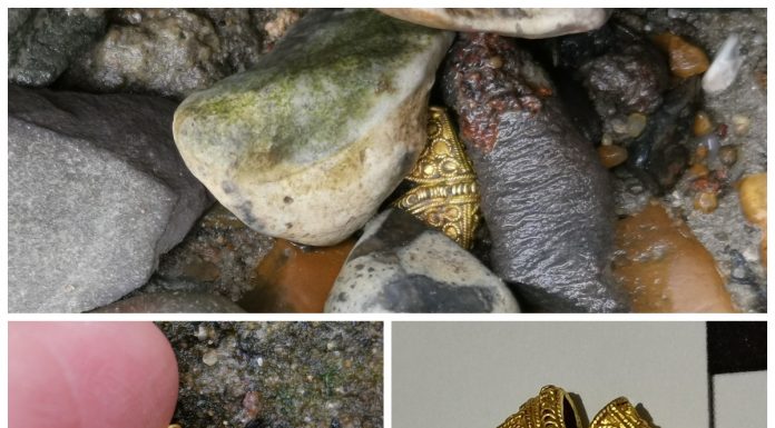 Bez pomocy wykrywacza znalazł ponad tysiącletnią złotą ozdobę! (GALERIA)