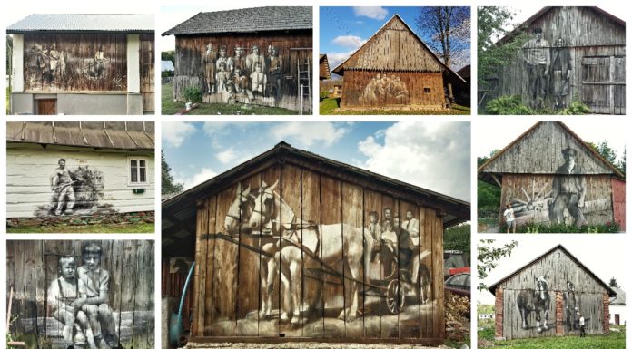 Projekt „Cichy Memoriał” – maluje murale na stodołach i przywraca pamięć. Galeria 30-stu prac.