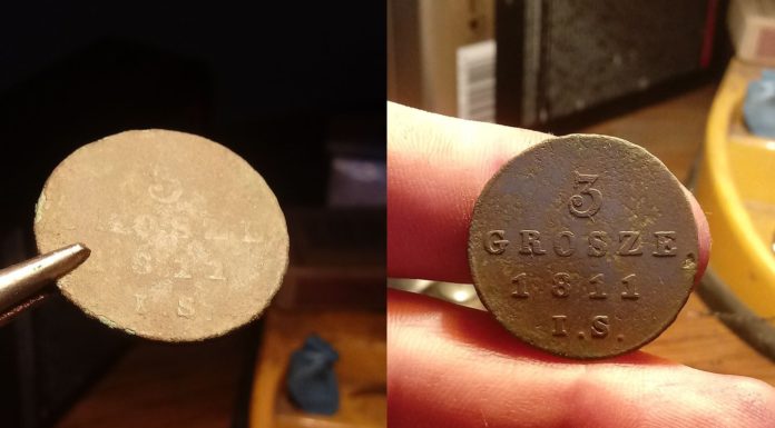 Trojak z okresu Księstwa Warszawskiego – przed i po wyczyszczeniu!