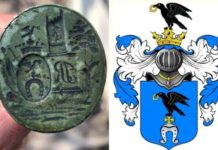 Pieczęć lakowa z polskim herbem Ślepowron znaleziona na wschodzie