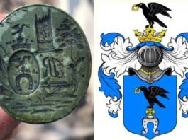 Pieczęć lakowa z polskim herbem Ślepowron znaleziona na wschodzie