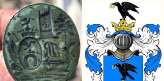 Pieczęć lakowa z polskim herbem Ślepowron znaleziona na wschodzie