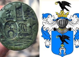 Pieczęć lakowa z polskim herbem Ślepowron znaleziona na wschodzie