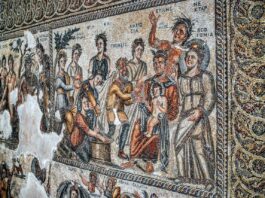 Antychrześcijańska mozaika w domu Nea Pafos na Cyprze mozaika Nea Pafos Cypr