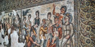 Antychrześcijańska mozaika w domu Nea Pafos na Cyprze mozaika Nea Pafos Cypr