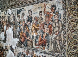 Antychrześcijańska mozaika w domu Nea Pafos na Cyprze mozaika Nea Pafos Cypr