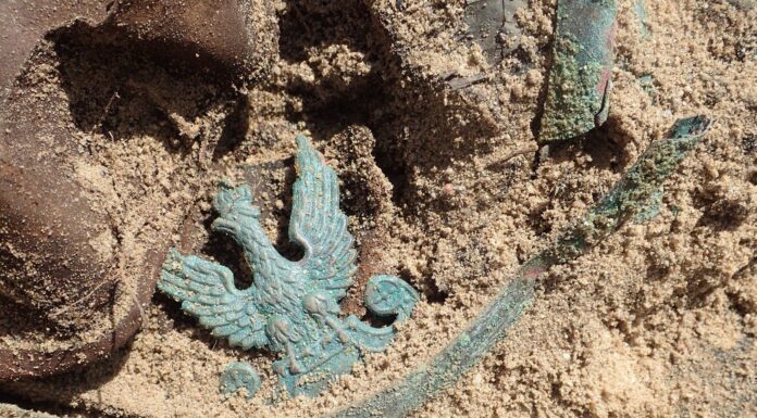 Lubuskie. Zginęli w pierwszy dzień wojny – Polak i Niemiec pochowani razem Polski orzeł wraz z resztą czapki