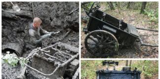 Niemiecki wózek IF9 wydobyty z bagna w Kurlandii (GALERIA) wozek Infanteriekarren IF9 Kurlandia