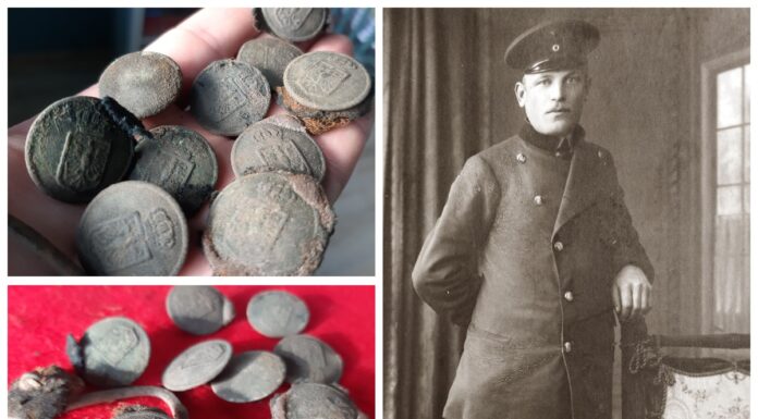 Szukali pruskiego pomnika… znaleźli pozostałości munduru! (GALERIA) Guziki i pruski urzędnik