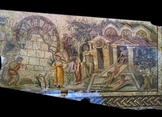 Polski naukowiec odkrył na rzymskiej mozaice najstarsze przedstawienie koła wodnego rzymska mozaika koło wodne