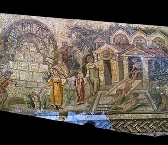 Polski naukowiec odkrył na rzymskiej mozaice najstarsze przedstawienie koła wodnego rzymska mozaika koło wodne