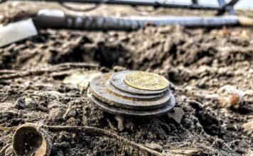 Skarb z XVI-wiecznej sakiewki odkryty w polu przez poszukiwacza (GALERIA +FILM) skarb monet Egon Gang Poszukiwaczy