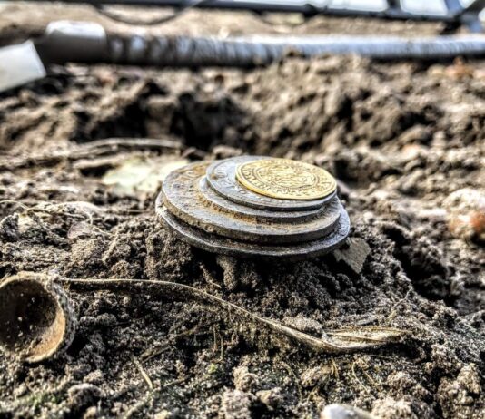 Skarb z XVI-wiecznej sakiewki odkryty w polu przez poszukiwacza (GALERIA +FILM) skarb monet Egon Gang Poszukiwaczy