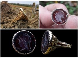 Piękna złota wiktoriańska pieczęć z centurionem odkryta przez Polaka (GALERIA +FILM)