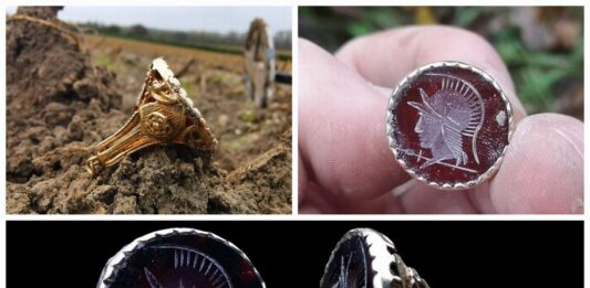 Piękna złota wiktoriańska pieczęć z centurionem odkryta przez Polaka (GALERIA +FILM)