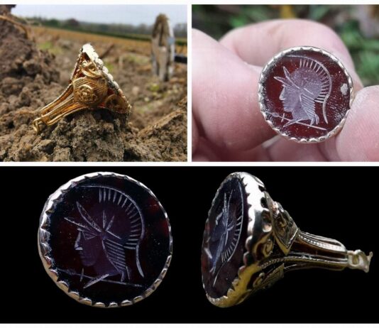 Piękna złota wiktoriańska pieczęć z centurionem odkryta przez Polaka (GALERIA +FILM)