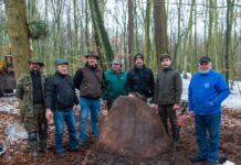 Police. Odkryli i wydobyli w lesie ważący ponad 3 tony pomnik z końca XIX wieku Pomnik Pomorskiego Towarzystwa Leśnego z 1884 roku