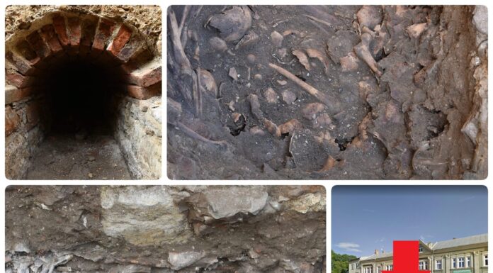 Cmentarz i tunel odkryty przez archeologów pod parkingiem w Jaśle (GALERIA) Tunel i cmentarz po dawnym klasztorze odkryty na placu Żwirki i Wigury w Jaśle