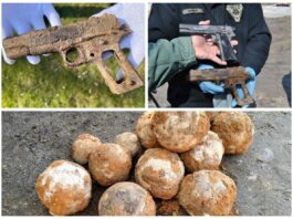 Rosyjskie kule armatnie i amerykański pistolet – znaleziska poszukiwaczy w Twierdzy Modlin (GALERIA) pistolet colt i kule armatnie Twierdza Modlin