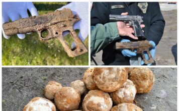 Rosyjskie kule armatnie i amerykański pistolet – znaleziska poszukiwaczy w Twierdzy Modlin (GALERIA) pistolet colt i kule armatnie Twierdza Modlin