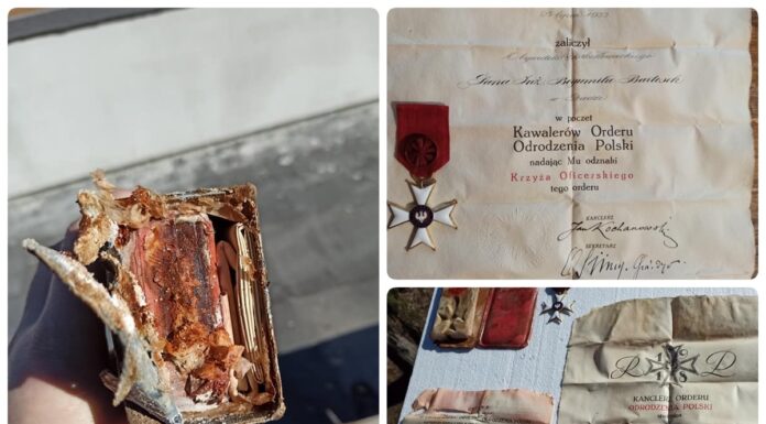 Krzyż Oficerski Odrodzenia Polski – niezwykły depozyt spod drzewa! (GALERIA) Krzyż Orderu Odrodzenia Polski