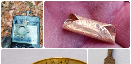 Odkrywa skarby na Pomorzu – znalazł złotą monetę i wiele więcej (GALERIA) poszukiwania złota moneta obrączka