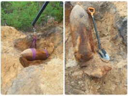 Ćwierćtonowa bomba z okresu IIWŚ znaleziona przez grzybiarza… bomba na drodze w lesie