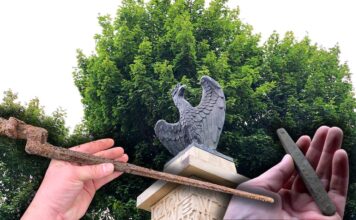 Szukając orła z pomnika odkryli artefakt sprzed kilku tysięcy lat! (GALERIA +FILM) Orzeł z pomnika w Czarkowych i artefakty