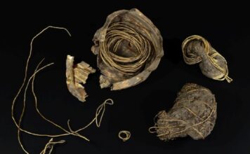 Pradziejowa osada i wiele niezwykłych zabytków w tym złota misa z motywem słońca! złote zabytki