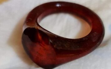 Elitarny pochówek sprzed tysiąca lat odkryty na Pomorzu Bursztynowy pierścień z elitarnego grobu po oczyszczeniu