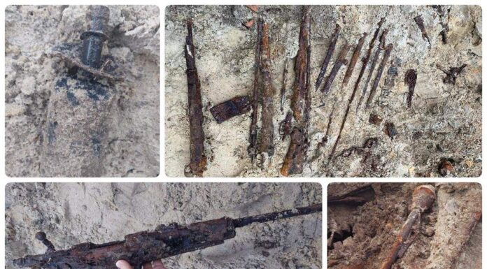 Skład broni z okresu IIWŚ odkryty na budowie w Sopocie (GALERIA) arsenal broni Sopot