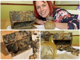 Skarb z epoki wiktoriańskiej odkryty przypadkiem na angielskiej plaży! (GALERIA) Skarb monet i kosztowności w skrzyni