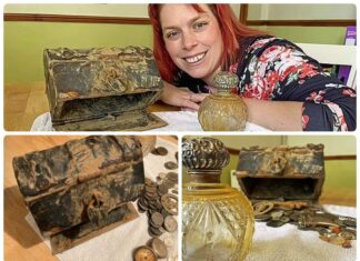 Skarb z epoki wiktoriańskiej odkryty przypadkiem na angielskiej plaży! (GALERIA) Skarb monet i kosztowności w skrzyni