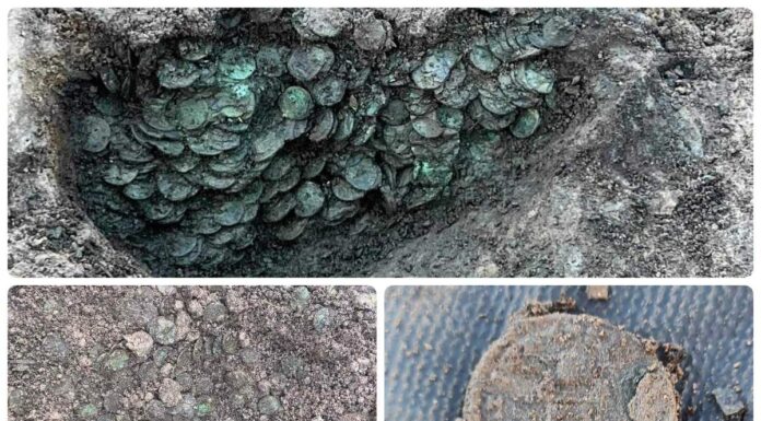 Skarb 8000 rzymskich monet z IV wieku odkryty wykrywaczem (GALERIA) Skarb rzymskich monet odkryty w Anglii