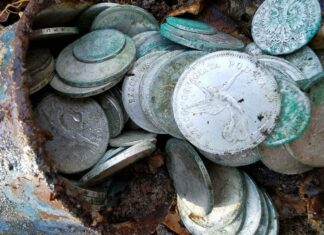 Garnuszek pełen srebrnych monet z IIRP odkryty w lesie (GALERIA) Garnuszek pełen srebrnych monet z IIRP