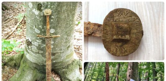 Świetnie zachowany średniowieczny miecz z runami odkryty wykrywaczem (GALERIA) Średniowieczny miecz odkryty w Rumunii