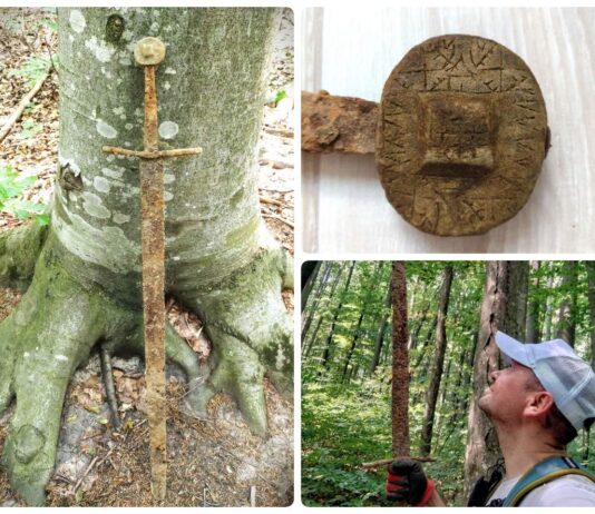 Świetnie zachowany średniowieczny miecz z runami odkryty wykrywaczem (GALERIA) Średniowieczny miecz odkryty w Rumunii