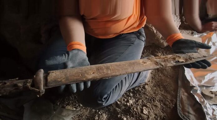 Cztery rzymskie miecze sprzed 1900 lat odkryte w jaskini! (GALERIA +FILM) Rzymski miecz w drewnianej pochwie fot. ISRAEL ANTIQUITIES AUTHORITY