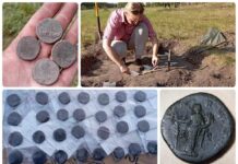 Skarb ogromnych rzymskich sesterców odkryty w Borach Tucholskich (GALERIA) Skarb rzymskich sestercji - monet z brązu