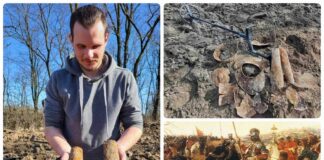 Husarska zbroja – niesamowite artefakty odkryte przez poszukiwacza (GALERIA +FILM) Patryk Chmielewski "Profesor Detektorysta" i odkryta przez niego zbroja husarska