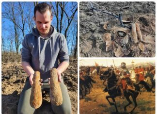 Husarska zbroja – niesamowite artefakty odkryte przez poszukiwacza (GALERIA +FILM) Patryk Chmielewski "Profesor Detektorysta" i odkryta przez niego zbroja husarska