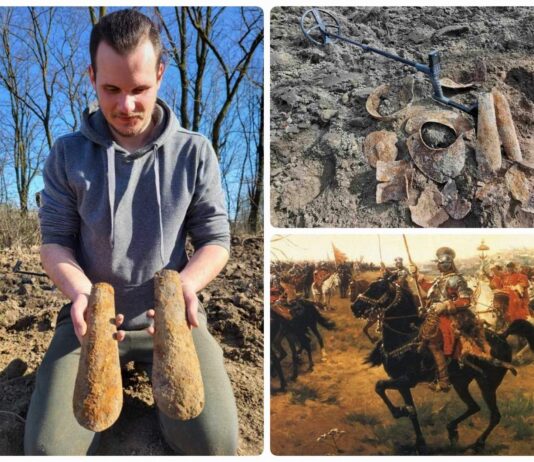 Husarska zbroja – niesamowite artefakty odkryte przez poszukiwacza (GALERIA +FILM) Patryk Chmielewski "Profesor Detektorysta" i odkryta przez niego zbroja husarska