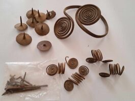 Wspaniały skarb z epoki brązu odnaleziony przez członka Sochaczewskiej Grupy Odkrywców Historii Skarb odkryty na terenie gminy Młodzieszyn fot. strona grupy na Facebooku